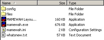 The default directory structure of C:\MAMEWAH_1.62B13.